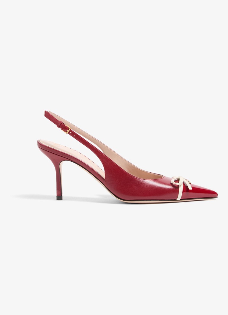 Valentino Garavani Dames Bepointy slingback van geitenleer met lakleren details in de kleur Rood