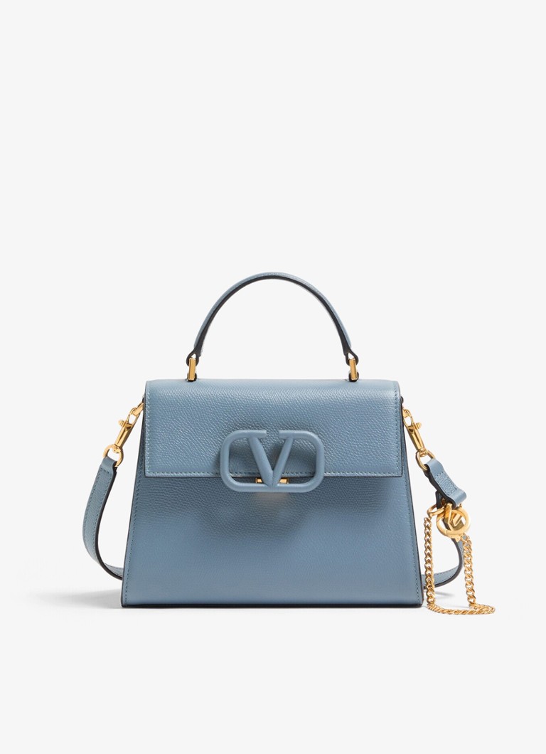 Valentino Garavani Dames Small handtas van kalfsleer in de kleur Blauwgrijs