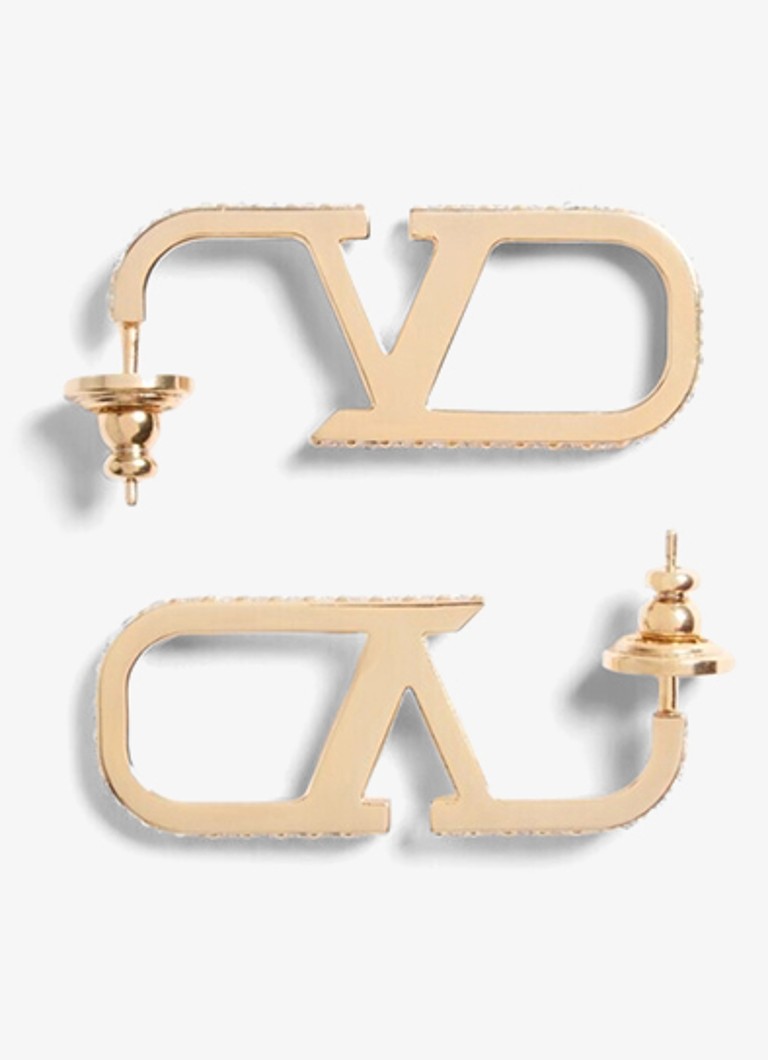 Valentino Garavani Dames Oorstekers met logo in de kleur Goud