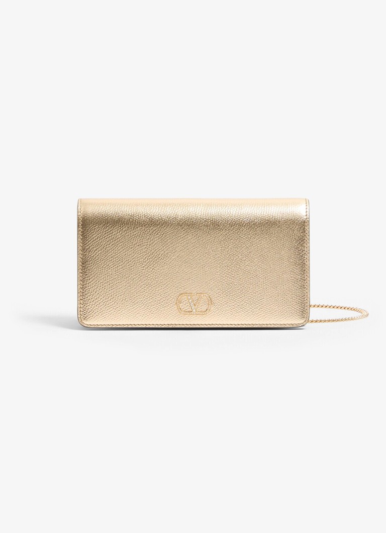 Valentino Garavani Dames Mini crossbodytas van leer met metallic finish in de kleur Goud