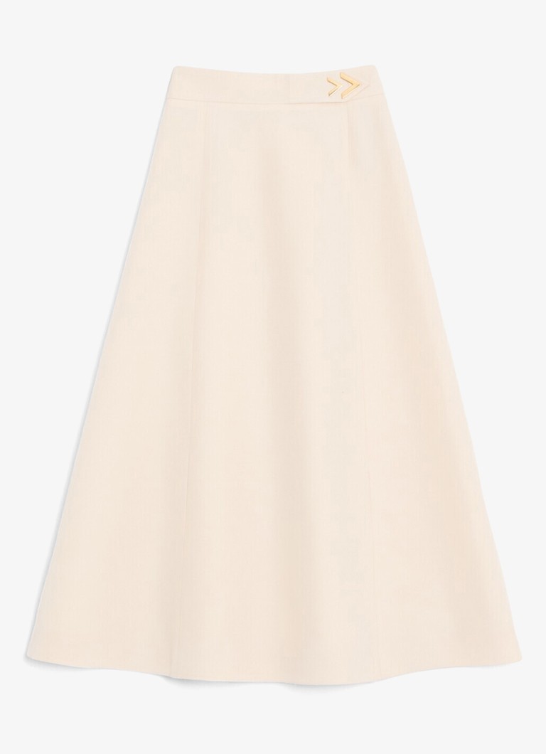 Valentino Garavani Dames Midi A-lijn rok in zijdeblend in de kleur Creme