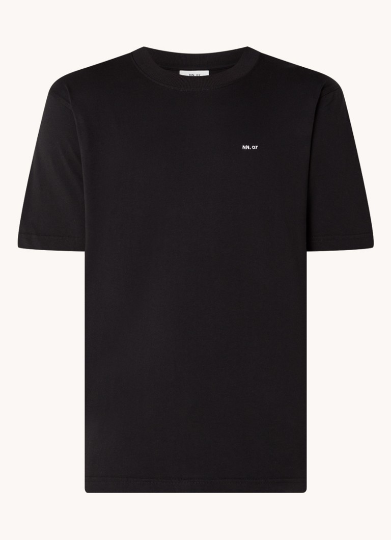 NN.07 Heren Adam T-shirt met logo in de kleur Zwart, maat: S