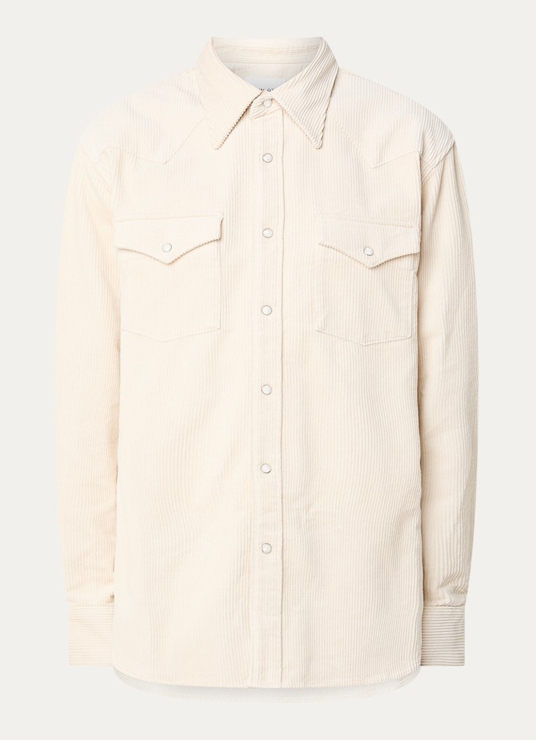 NN.07 Heren Overshirt van corduroy met borstzakken in de kleur Gebroken wit, maat: XL
