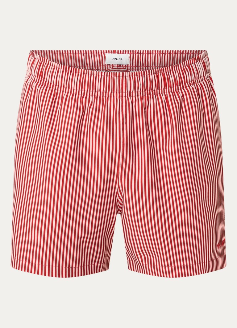 NN.07 Heren Holiday zwemshort met steekzakken en logo in de kleur Kersenrood, maat: M