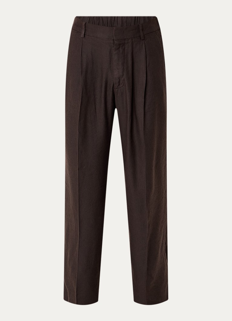NN.07 Heren Straight fit pantalon met steekzakken in de kleur Donkerbruin, maat: 33/32