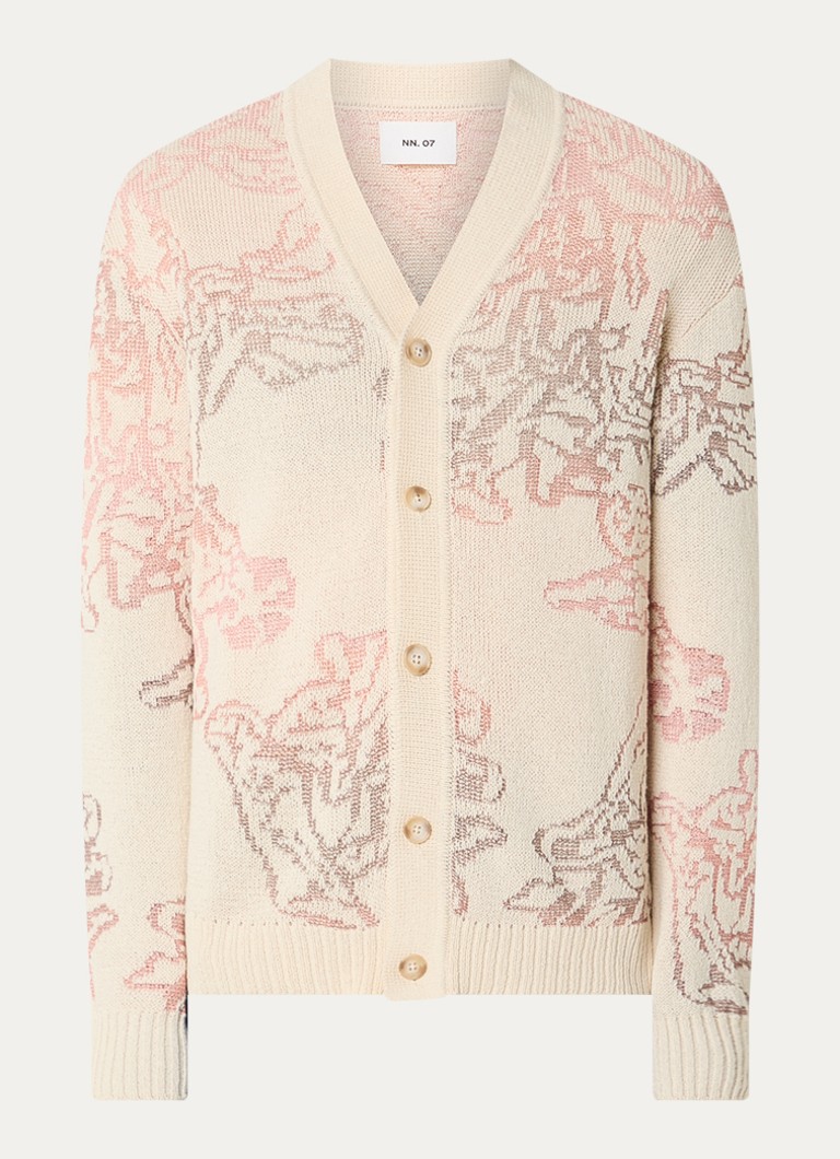NN.07 Dames Viggo fijngebreid vest met print in de kleur Ivoor, maat: M