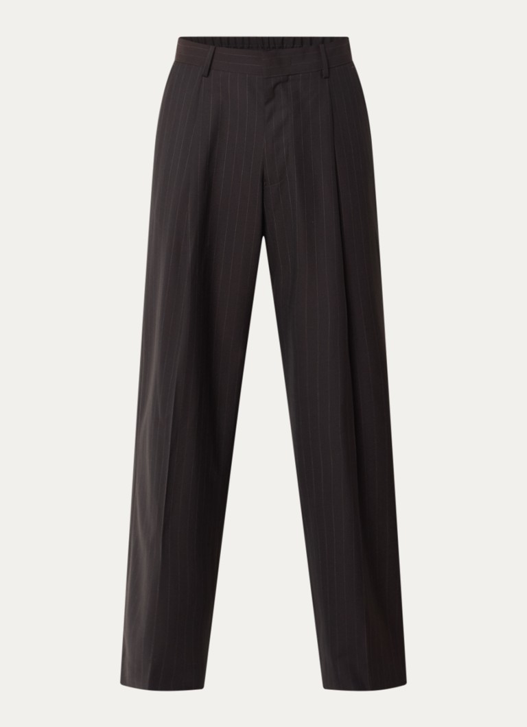 NN.07 Heren Kay wide fit pantalon met steekzakken in de kleur Donkerbruin, maat: 36/32