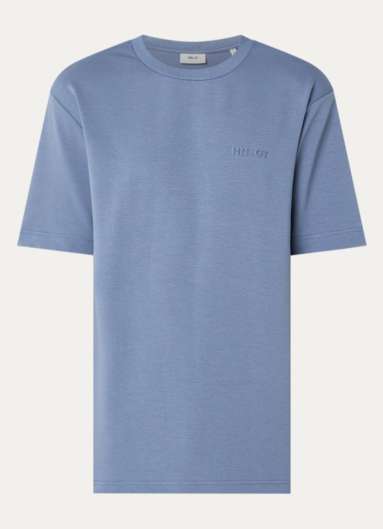 NN.07 Heren Nat T-shirt met ronde hals in de kleur Staalblauw, maat: S