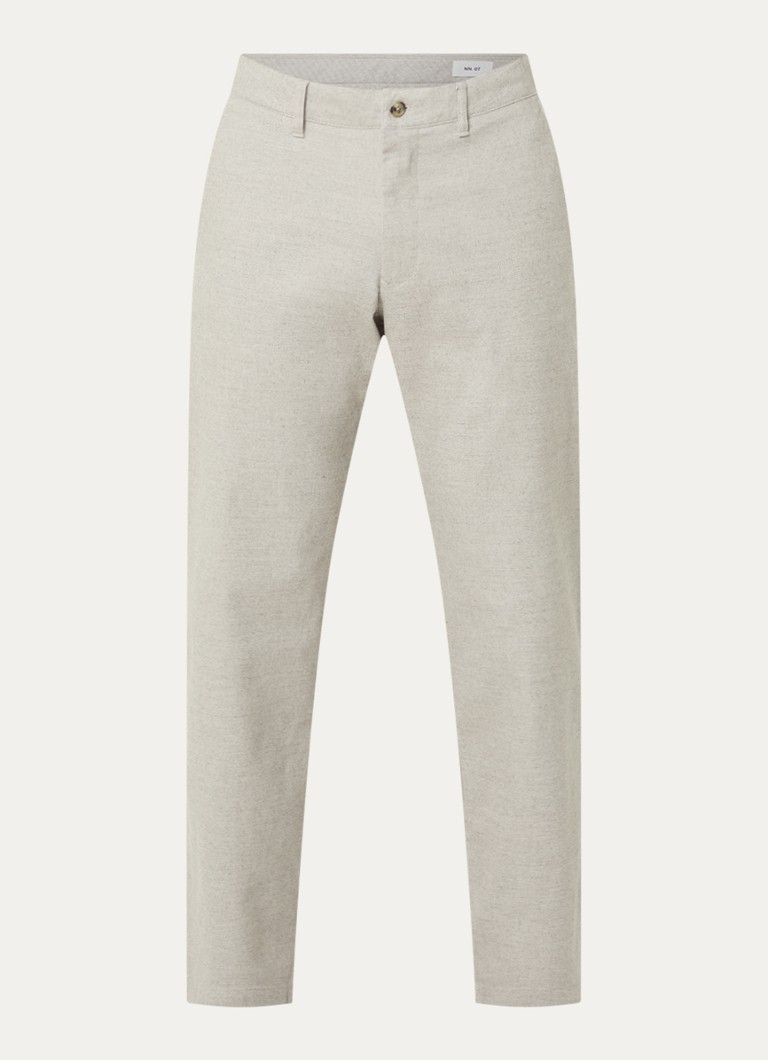 NN.07 Heren Aden slim fit pantalon met steekzakken in de kleur Beige, maat: 33/32