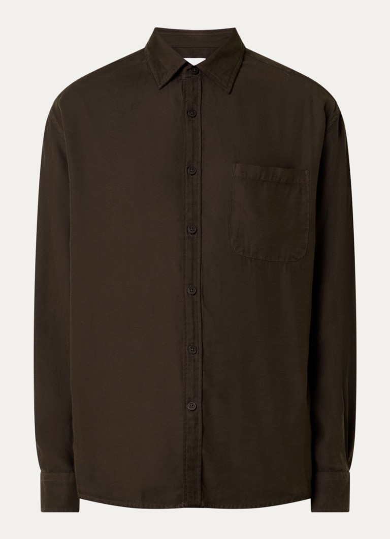 NN.07 Heren Deon overshirt met borstzak in de kleur Donkerbruin, maat: S