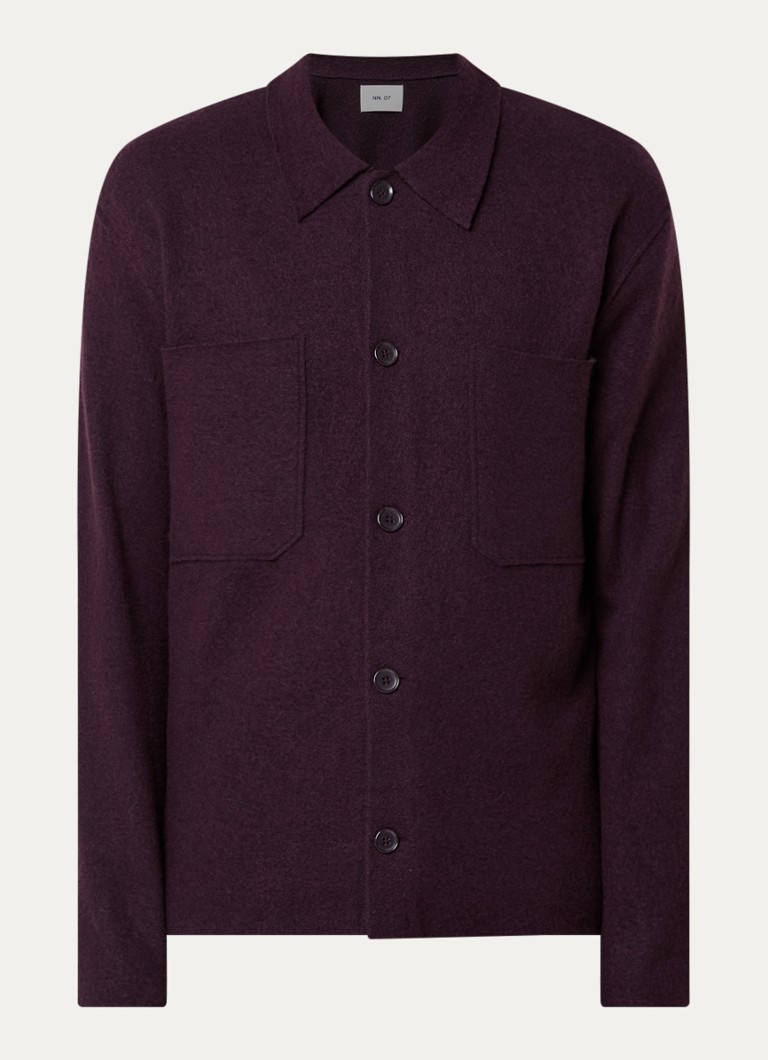 NN.07 Heren Jonas fijngebreid vest in de kleur Aubergine, maat: M