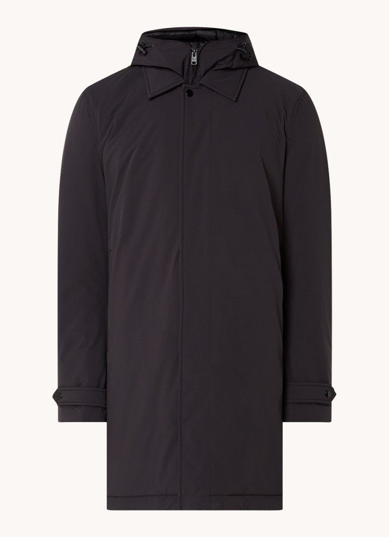 Woolrich Heren Parka met capuchon en ritszakken in de kleur Zwart, maat: S