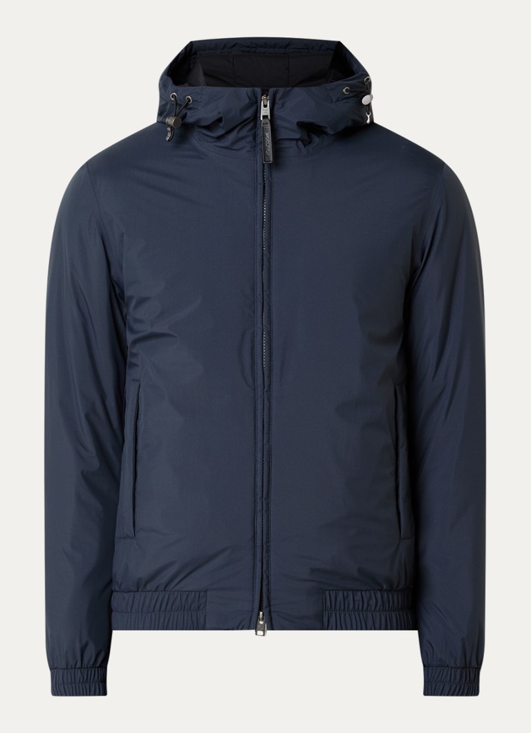 Woolrich Heren Jack met capuchon en waterafstotende coating in de kleur Donkerblauw, maat: L