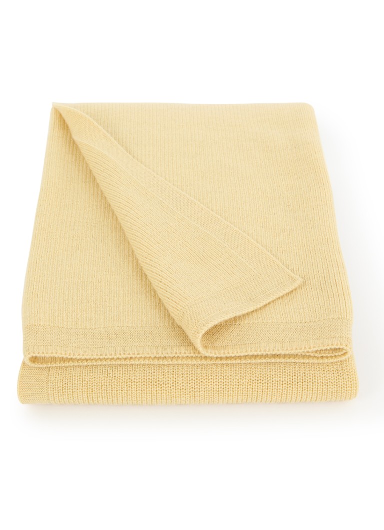 Hvid Meisjes Felix wiegdeken van merino wol 70 x 95 cm in de kleur Lichtgeel, maat: 70x95