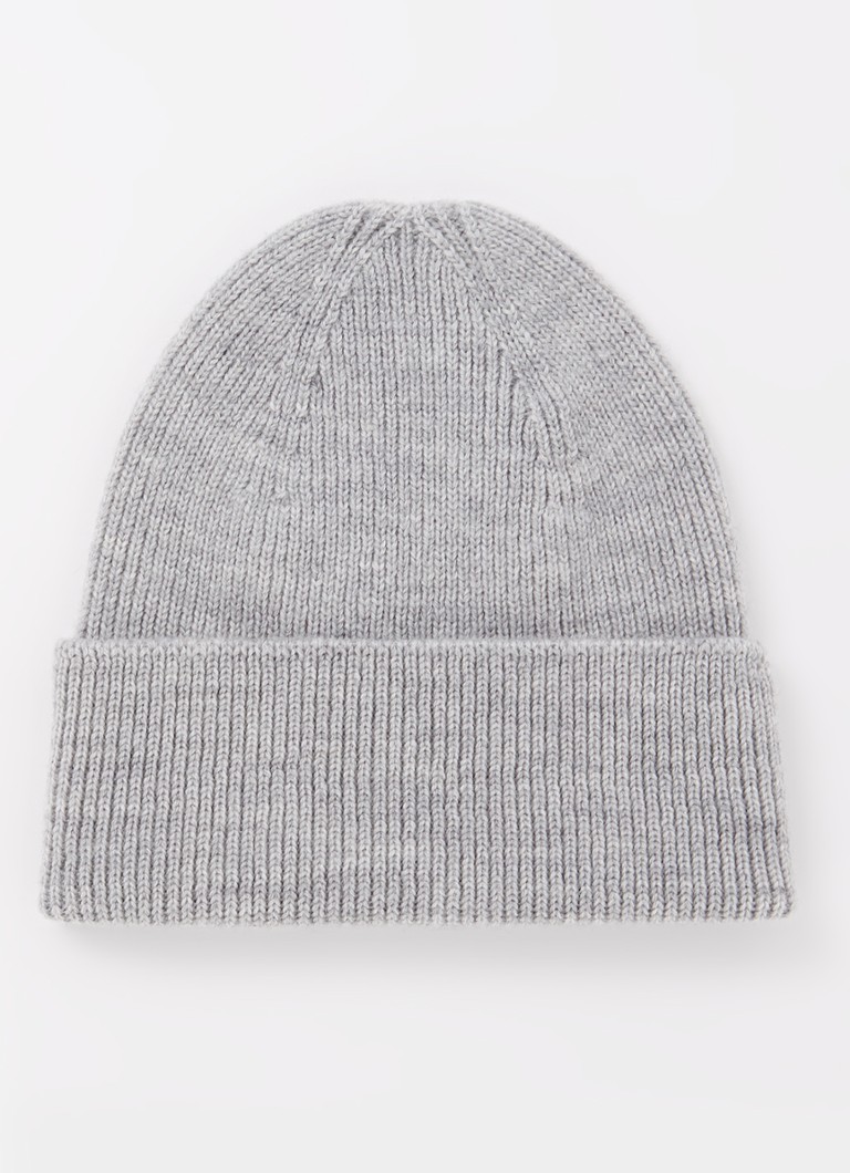 Hvid Jongens Fonzie Newborn muts van merino wol in de kleur Grijs, maat: ONE SIZE