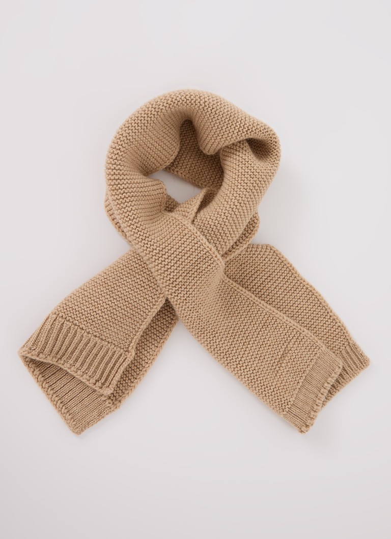Hvid Ivo sjaal van merino wol 90 x 20 cm in de kleur Camel, maat: ONE SIZE