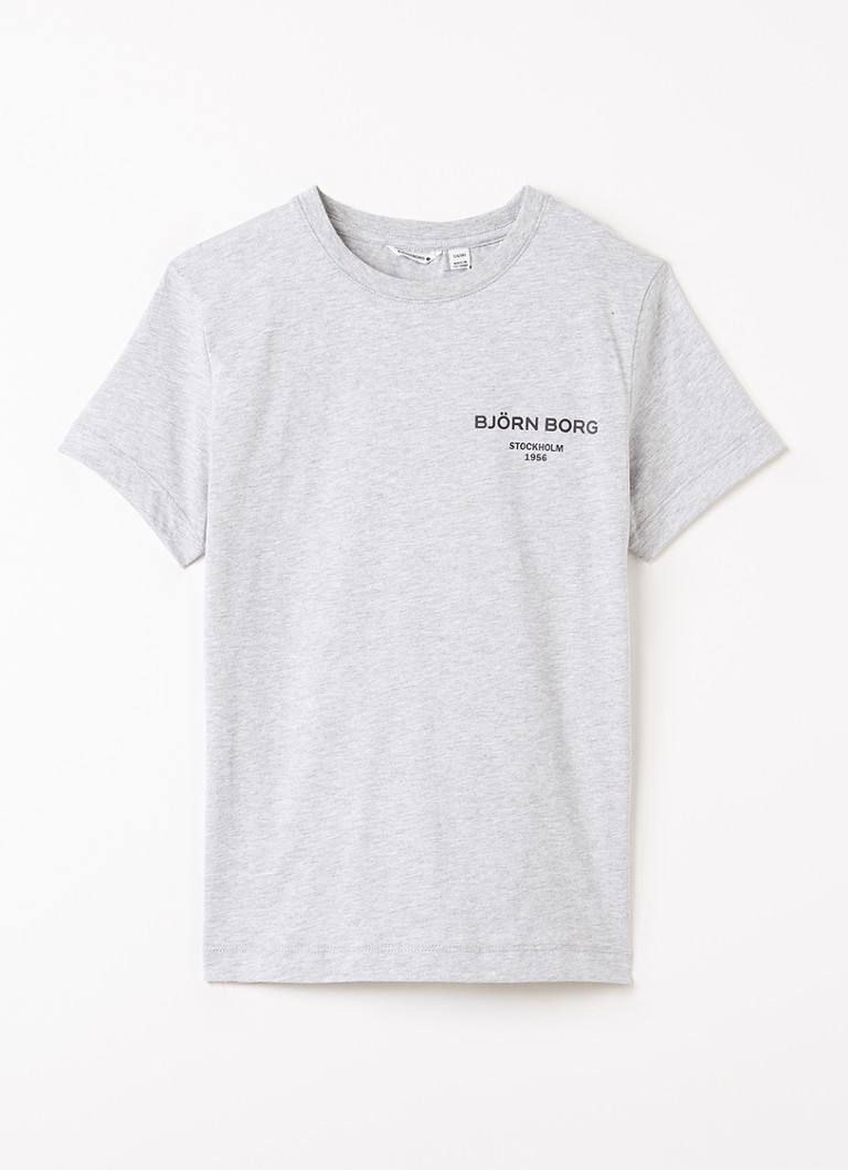 Björn Borg Jongens T-shirt met logo in de kleur Grijsmele, maat: 122-128