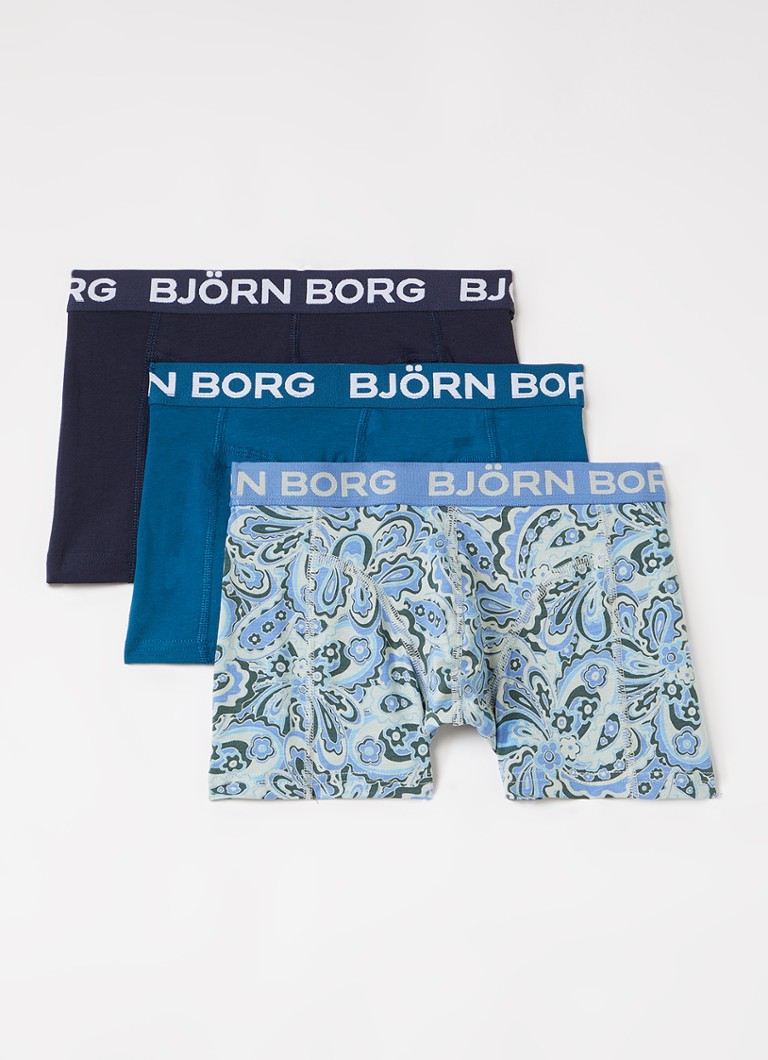 Björn Borg Jongens Boxershorts met logoband in 3-pack in de kleur Zeegroen, maat: 158-164