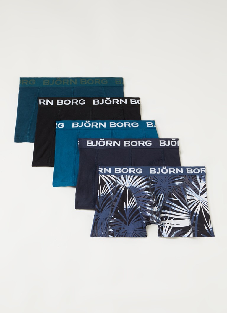 Björn Borg Jongens Boxershorts met logoband in 5-pack in de kleur Donkerblauw, maat: 170