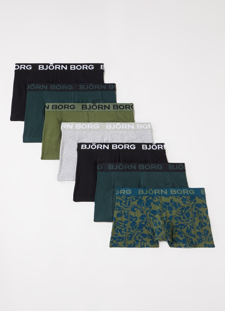 Björn Borg Jongens Boxershorts met logoband in 7-pack in de kleur Groen, maat: 170