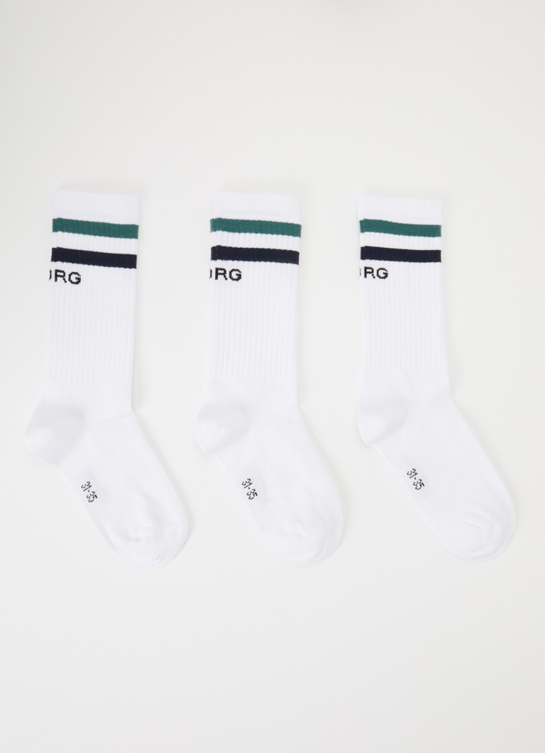 Björn Borg Jongens Core Crew sportsokken met logo in 3-pack in de kleur Zwart, maat: 31-35