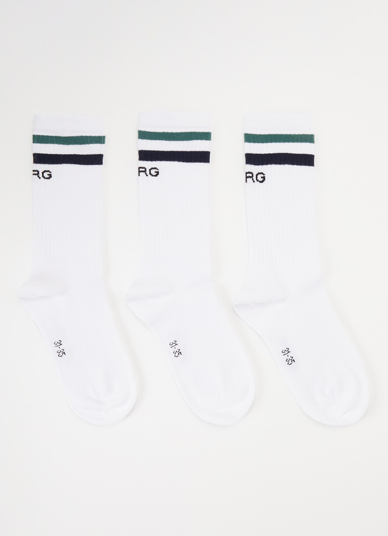 Björn Borg Jongens Core Crew sportsokken met logo in 3-pack in de kleur Wit, maat: 31-35