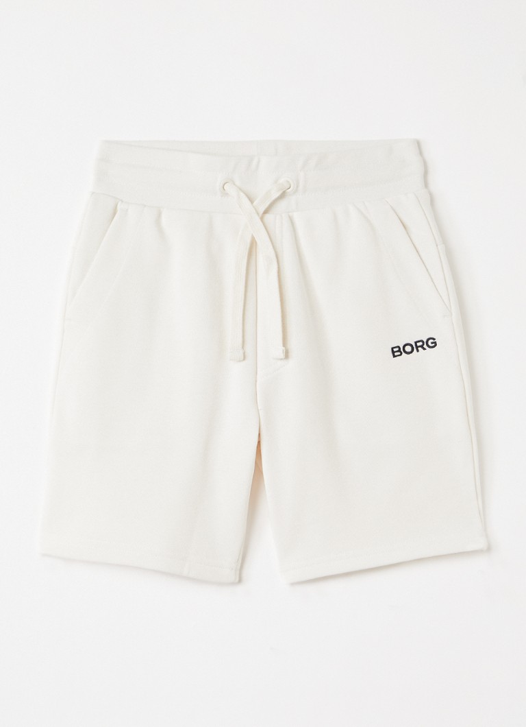 Björn Borg Jongens Straight fit korte joggingbroek met logo in de kleur Gebroken wit, maat: 134-140