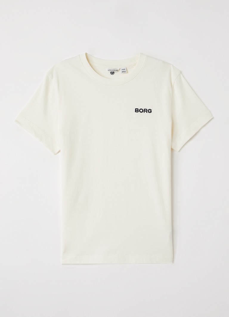 Björn Borg Jongens T-shirt met logoborduring in de kleur Gebroken wit, maat: 122-128