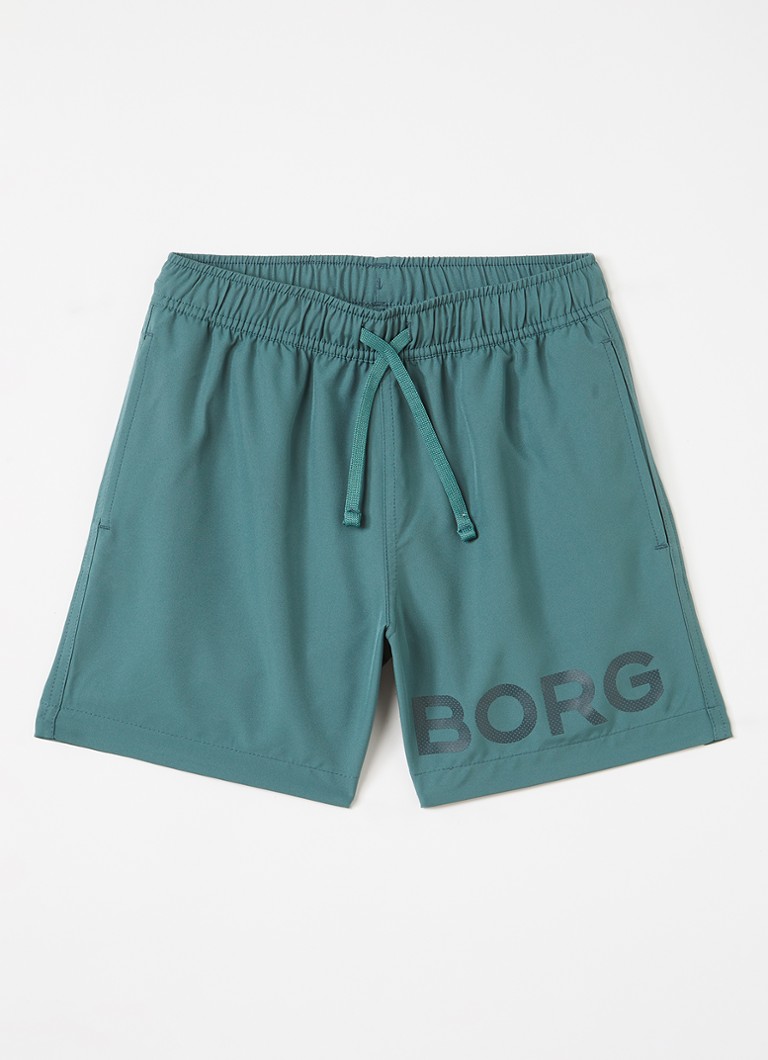 Björn Borg Jongens Zwemshorts met logoprint in de kleur Zeegroen, maat: 170