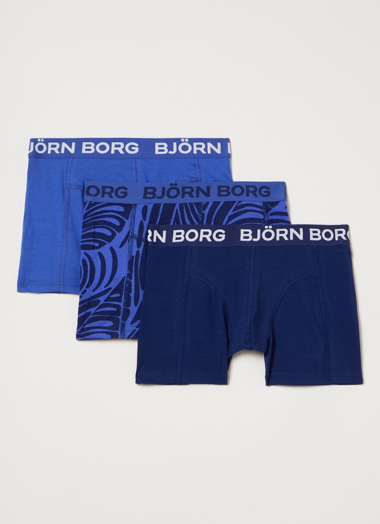 Björn Borg Jongens Boxershorts met logoband in 3-pack in de kleur Kobaltblauw, maat: 158-164