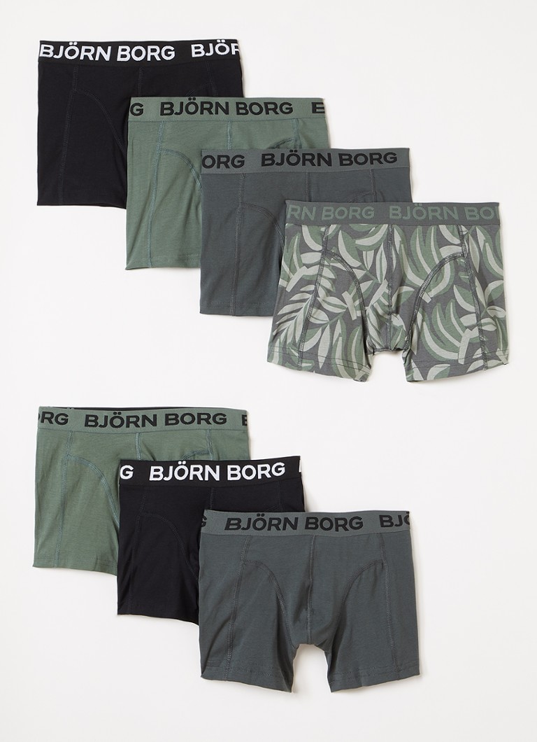 Björn Borg Jongens Boxershorts met logoband in 7-pack in de kleur Bronsgroen, maat: 158-164
