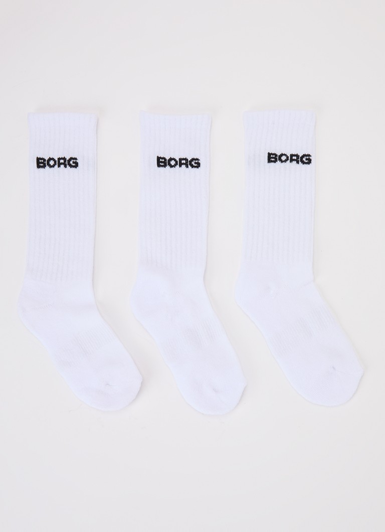 Björn Borg Jongens Sokken met logo in 3-pack in de kleur Wit, maat: 315