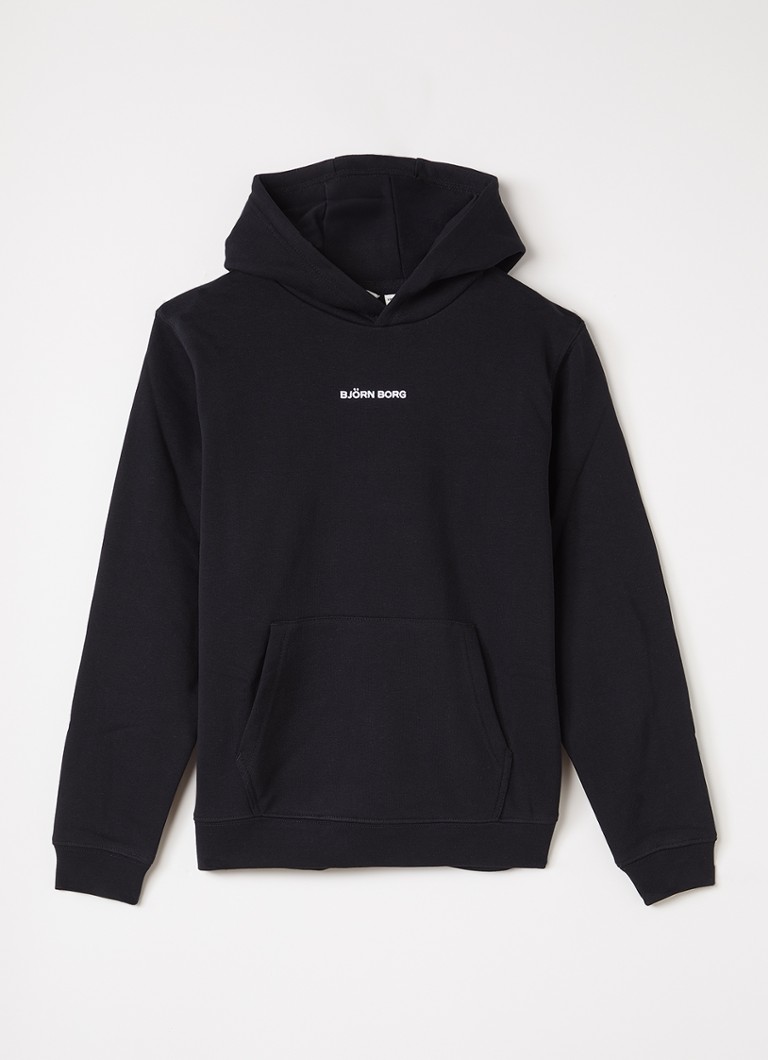 Björn Borg Jongens Borg Classic hoodie met logoborduring in de kleur Zwart, maat: 170