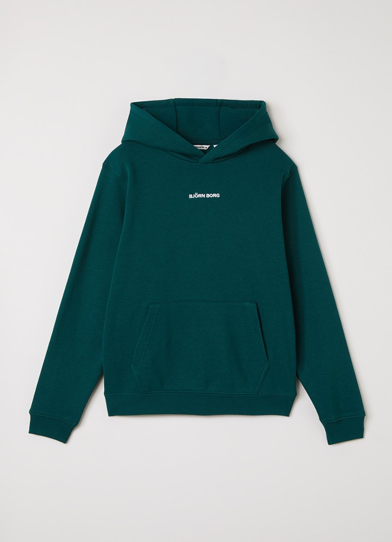 Björn Borg Jongens Borg Classic hoodie met logoborduring in de kleur Donkergroen, maat: 170