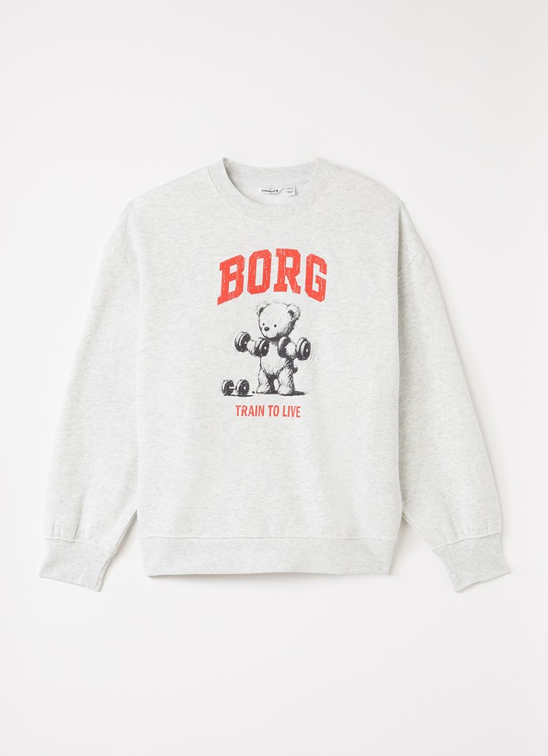 Björn Borg Meisjes Borg oversized sweater met logoprint in de kleur Grijsmele, maat: 158-164