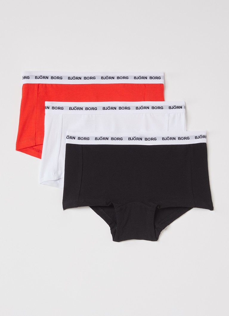 Björn Borg Meisjes Cotton Stretch boxershorts met logoband in 3-pack in de kleur Wit, maat: 146-152