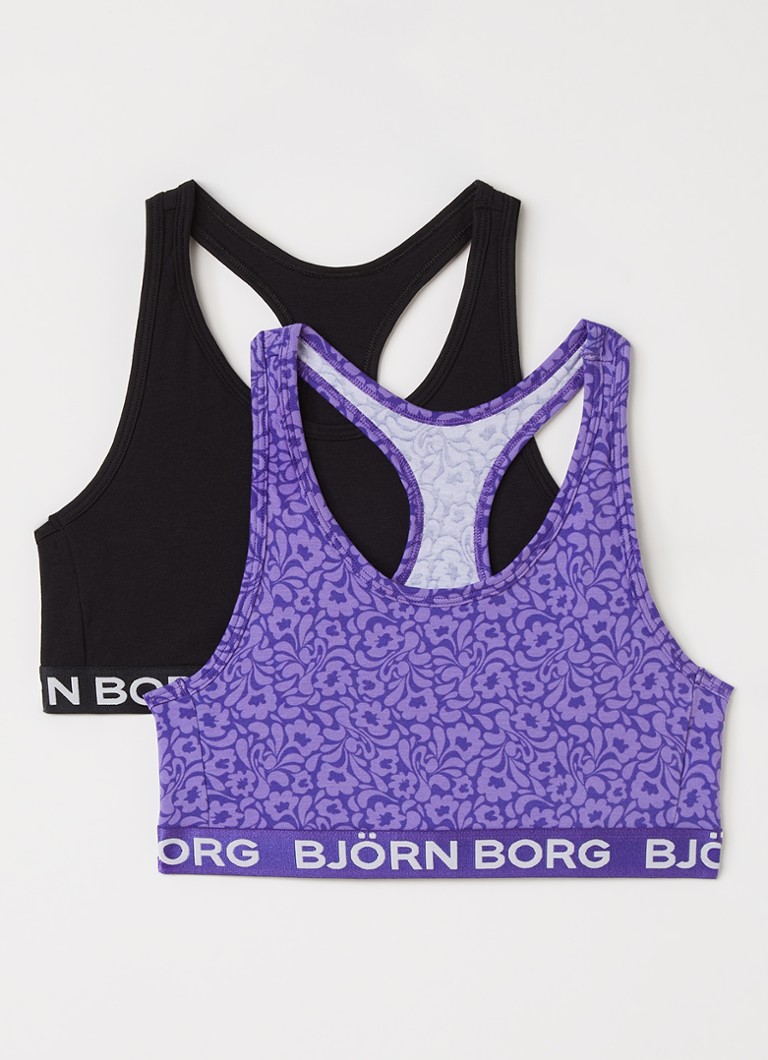 Björn Borg Meisjes Sport bh in 2-pack in de kleur Paars, maat: 170
