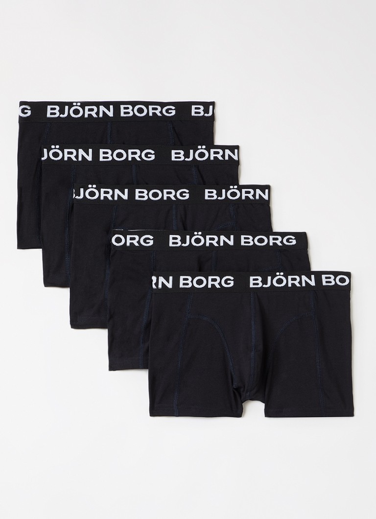 Björn Borg Jongens Boxershorts met logoband in 5-pack in de kleur Zwart, maat: 158-164