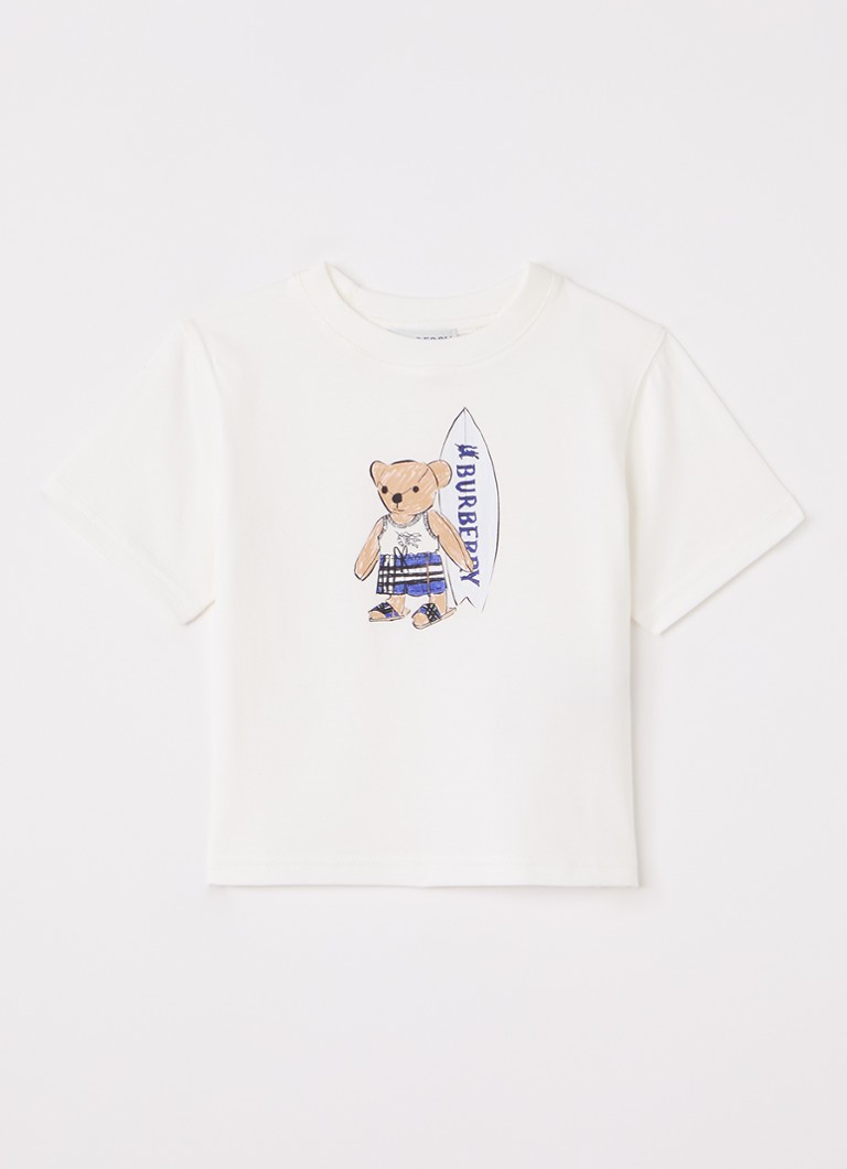 Burberry Jongens T-shirt met logoprint in de kleur Gebroken wit, maat: 2Y=92