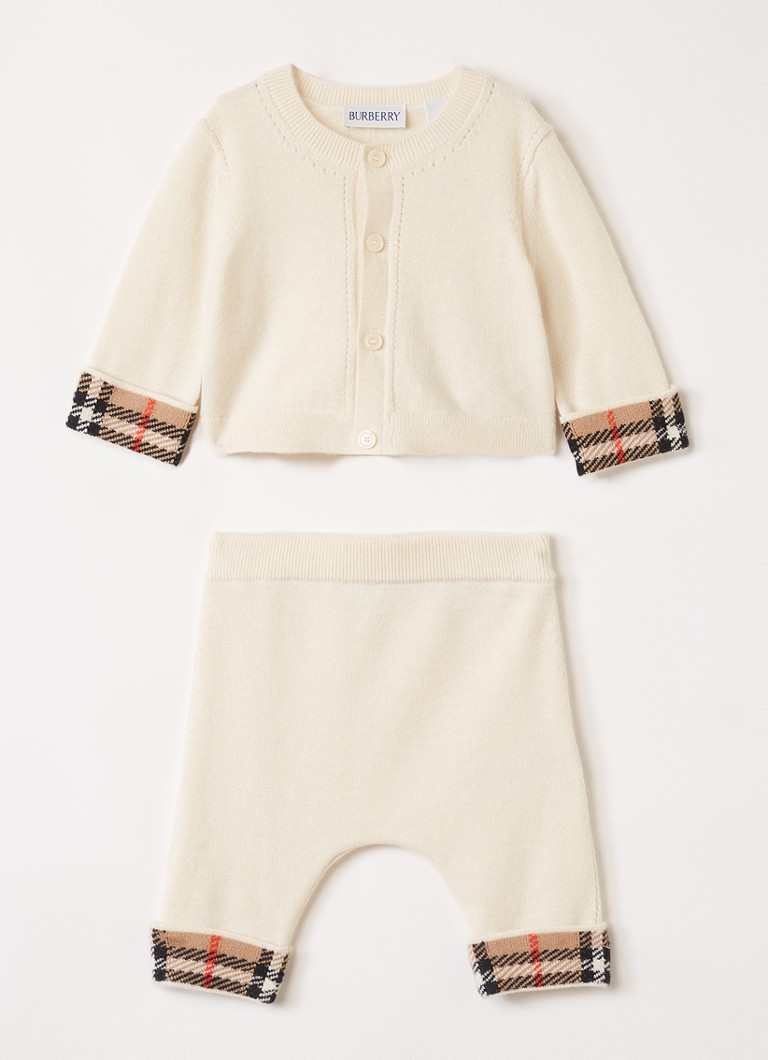 Burberry Jongens Set van vest met legging in giftbox 2-delig in de kleur Creme, maat: 3M=62