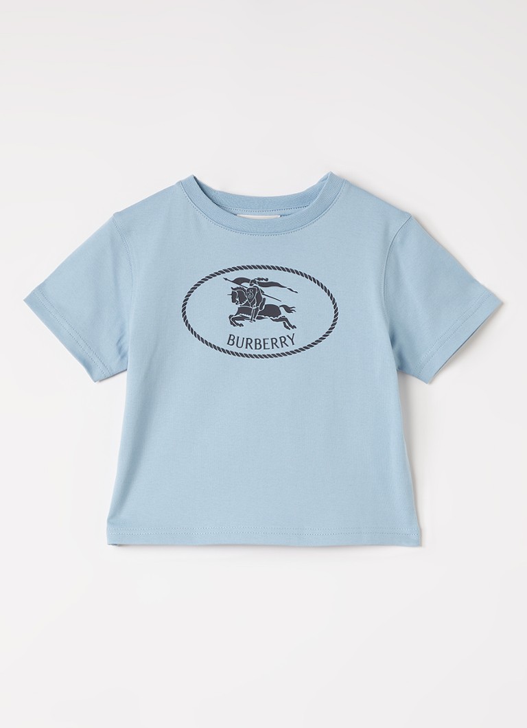 Burberry Jongens T-shirt met logoprint in de kleur Blauwgrijs, maat: 80