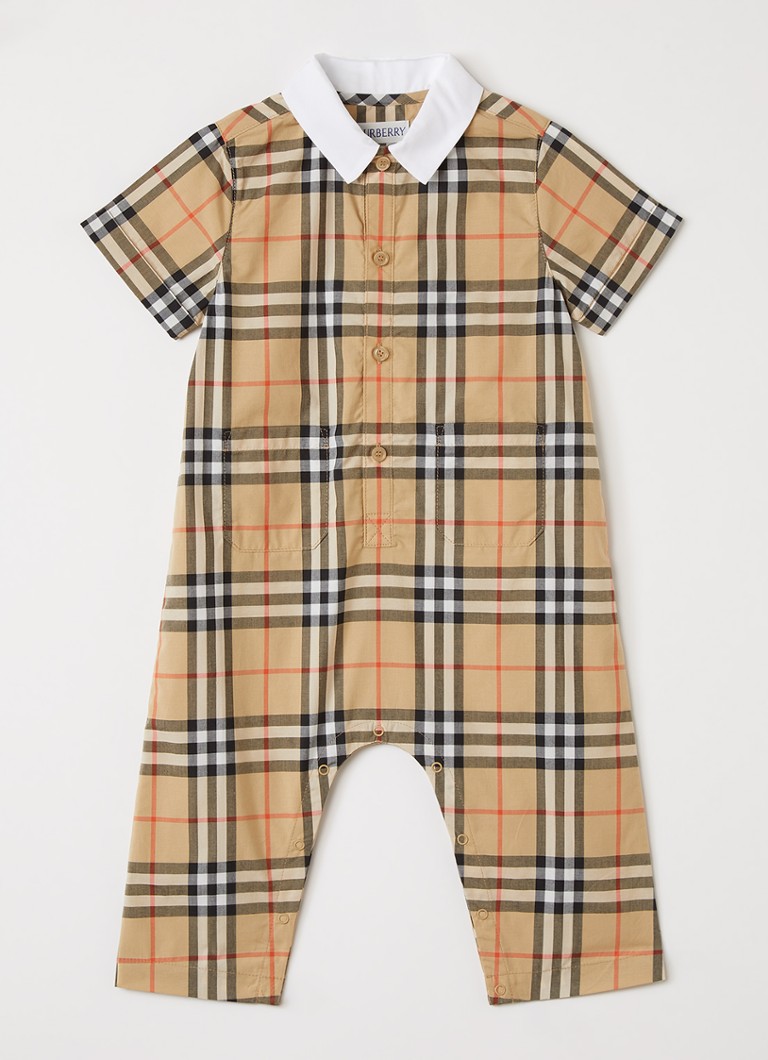 Burberry Meisjes Babypak met ruitdessin in de kleur Beige, maat: 3M=62