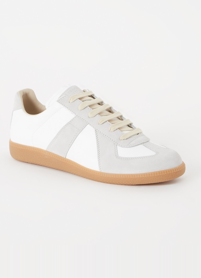 Maison Margiela Heren Replica sneaker van kalfsleer met suède details in de kleur Gebroken wit, maat: 43