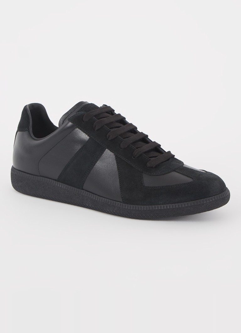 Maison Margiela Heren Replica sneaker van lamsleer met suède details in de kleur Zwart, maat: 44