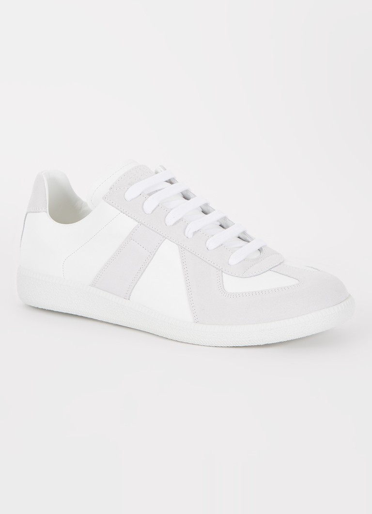 Maison Margiela Heren Replica sneaker van lamsleer met suède details in de kleur Wit, maat: 42