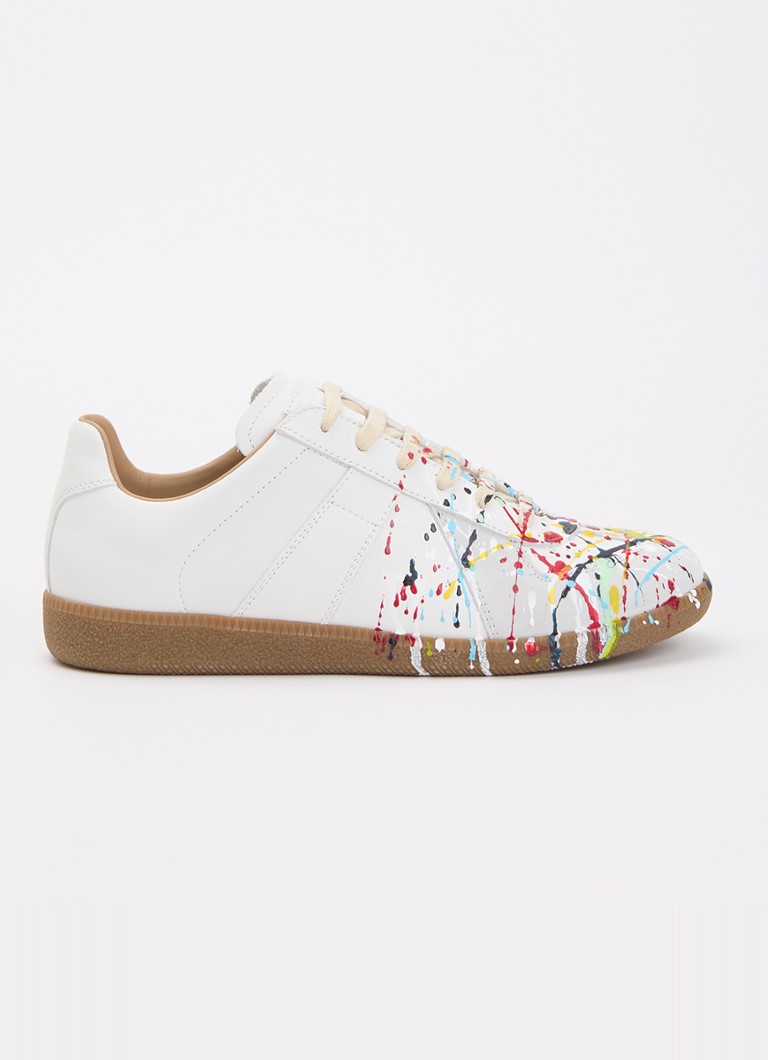 Maison Margiela Heren Paint Replica sneaker van kalfsleer met details van kalfssuède in de kleur Wit, maat: 41