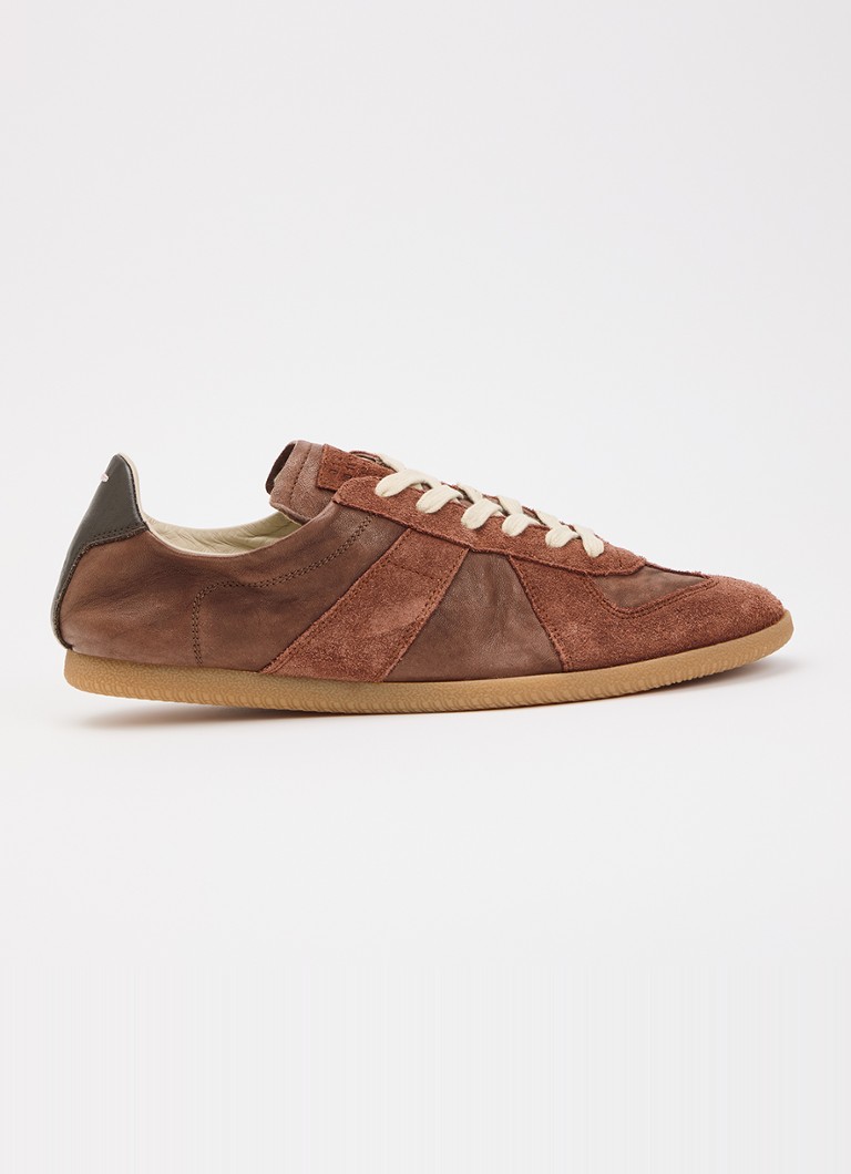Maison Margiela Heren Replica Soft sneaker van leer met suède details in de kleur Bruin, maat: 42
