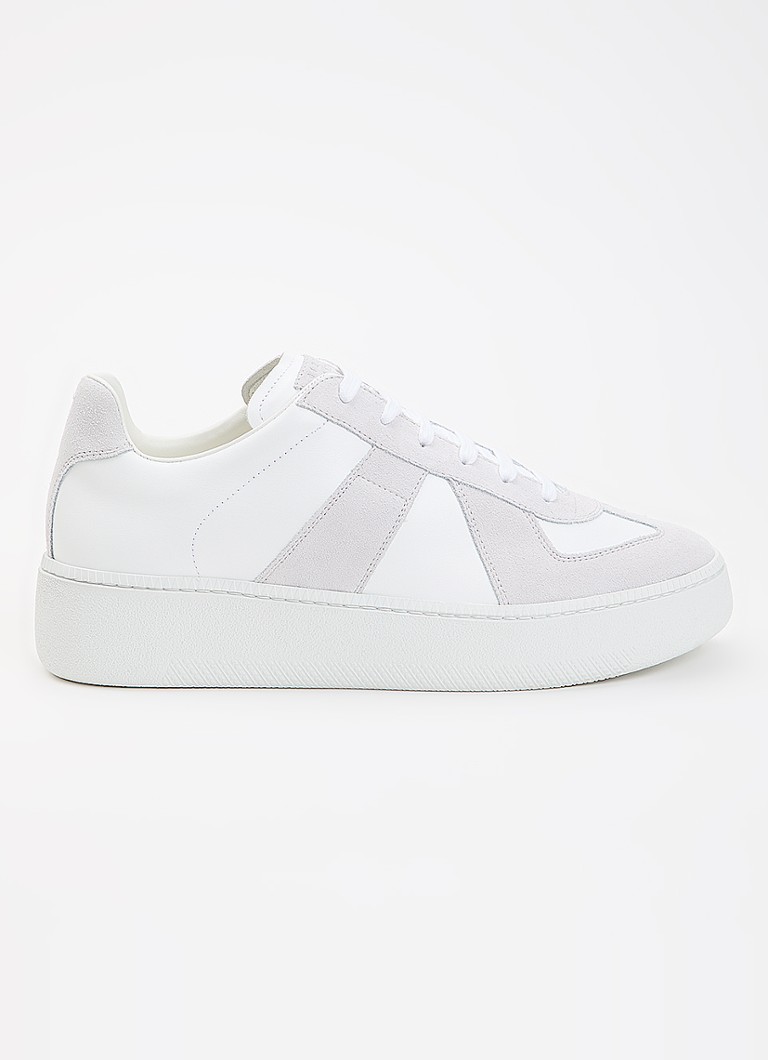Maison Margiela Dames Replica Wedge sneaker van kalfsleer met kalfssuède details in de kleur Gebroken wit, maat: 42