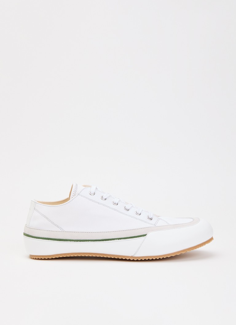 Maison Margiela Heren Traveler sneaker van canvas met kalfsleren details in de kleur Gebroken wit, maat: 44