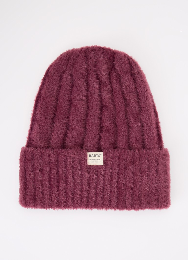 Barts Dames Tangalle ribgebreide muts met logo in de kleur Paars, maat: OS